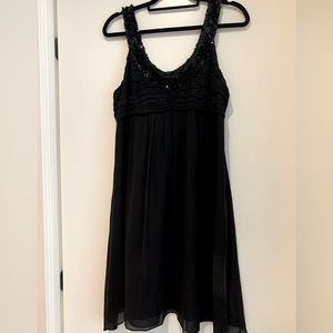 Jacob, short, silk black party dress. Size 11/12. Black Sequenced straps/neck